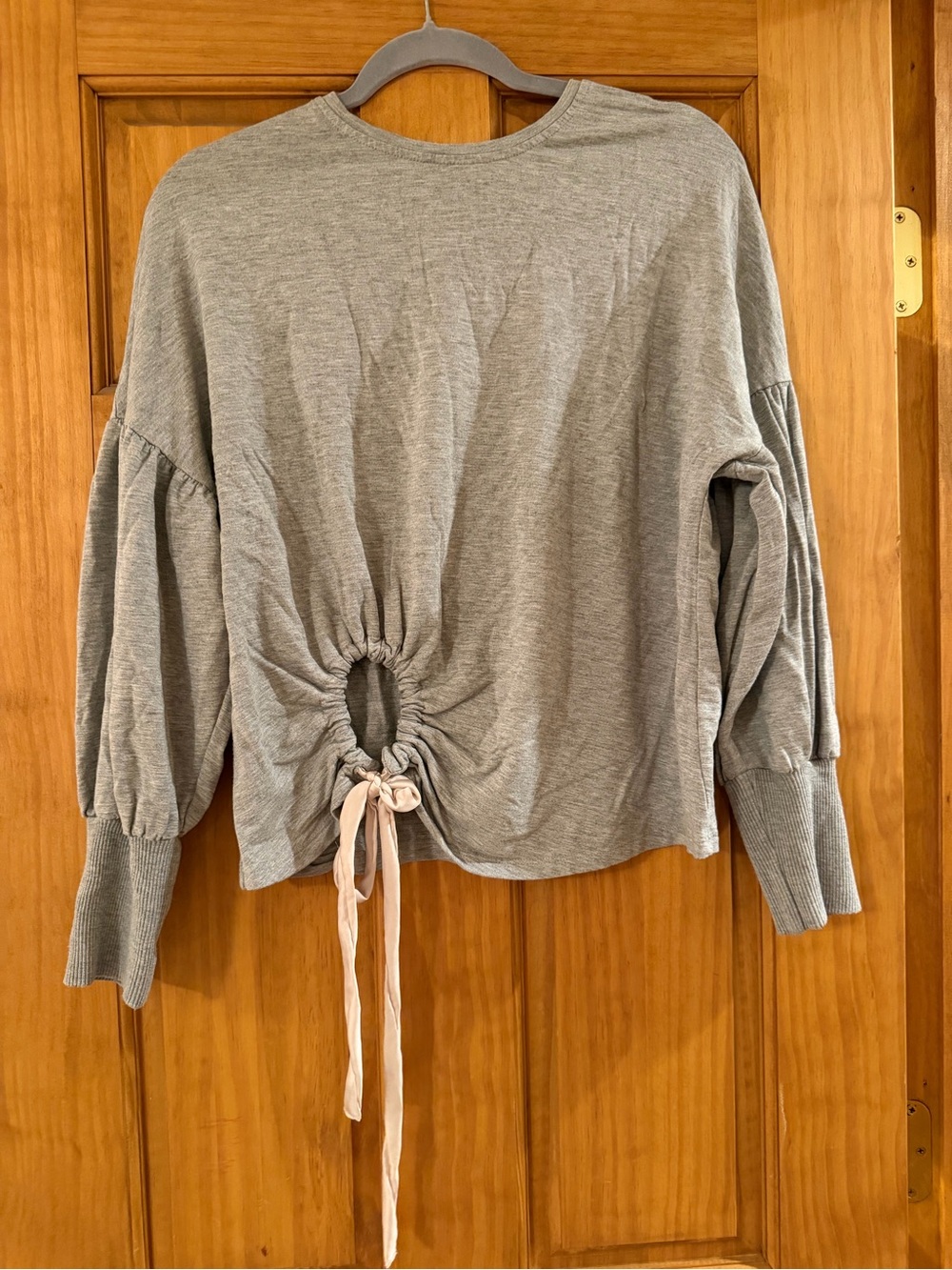 Zara Light Gray Long Sleeve Pullover with Drawstring Back